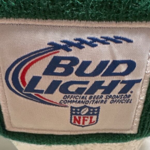 Green Bay Packers Knit Beanie Pom NFL Bud Light Logo Green Gold White - Picture 3 of 10